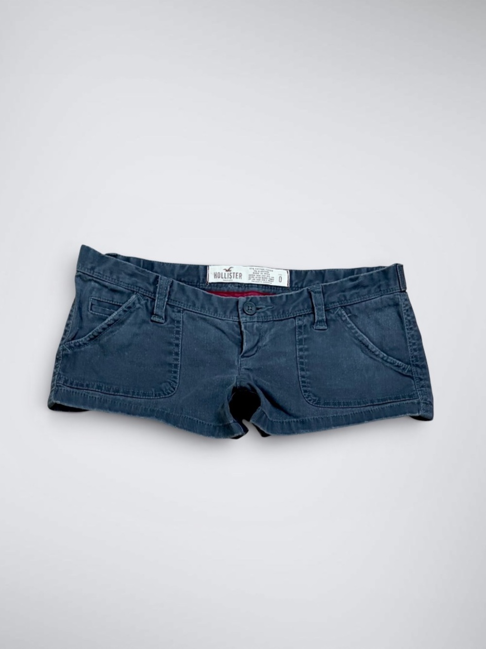 VTG 2000s Hollister Navy Blue Ultra Low Rise Micro Chino Utility Shorts